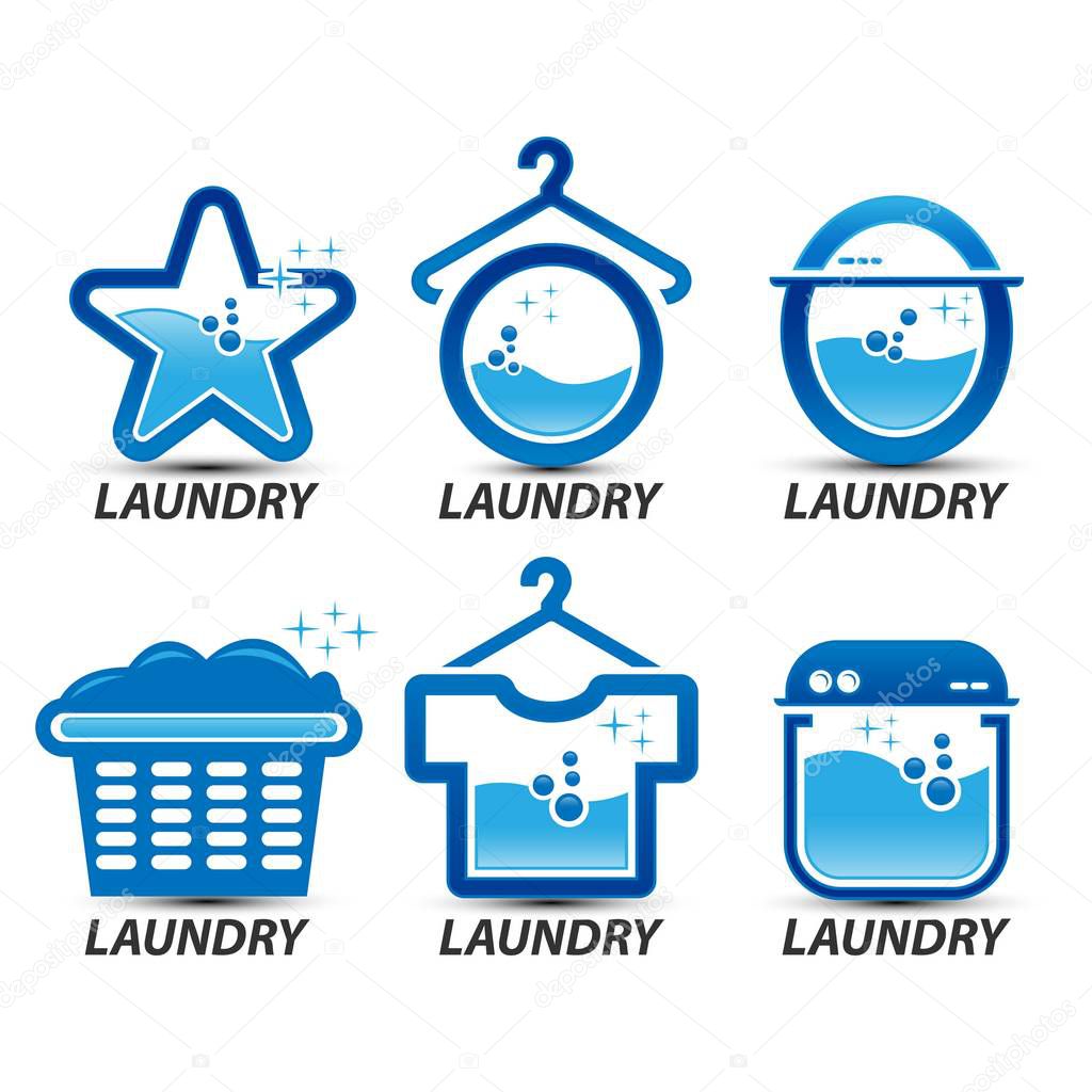 Laundry Logo set Template Design Vector, 