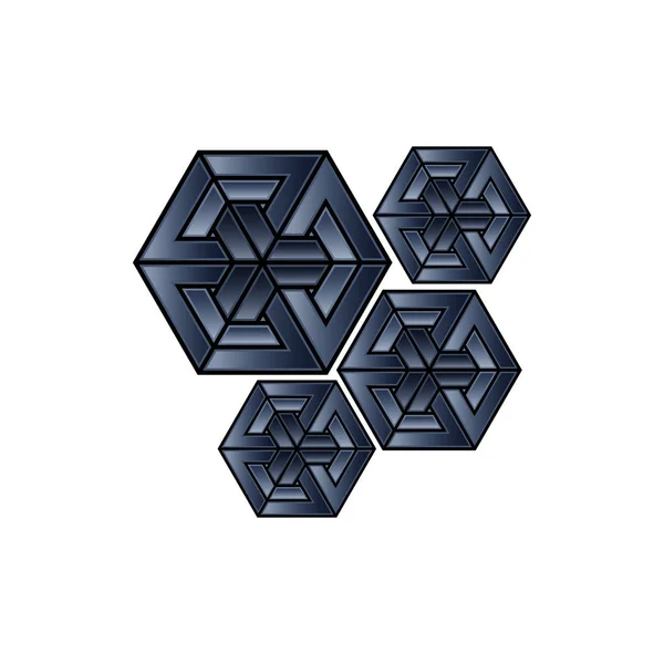 3D resumo hexágono caixas empilhadas logotipo símbolo ícone modelo Vec — Vetor de Stock