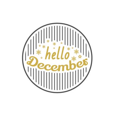 Merhaba, beyaz arka planda izole edilmiş Aralık ayı alıntısı. Elle çizilmiş