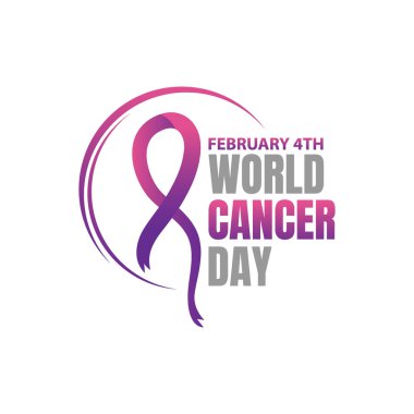 Dünya Kanser Günü 'nün kurdeleli vektör illüstrasyonu.