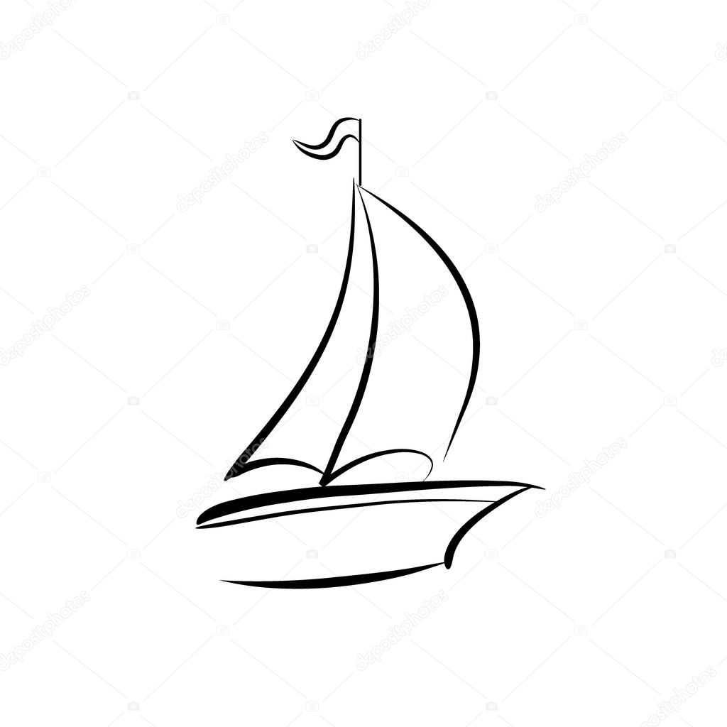 continuous line drawing of sailing boat