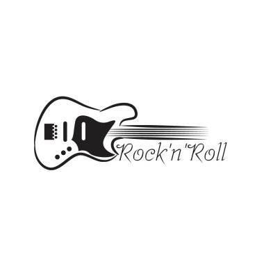 Siyah beyaz müzik arka planı. Gitar ve yazıt rock 'n'