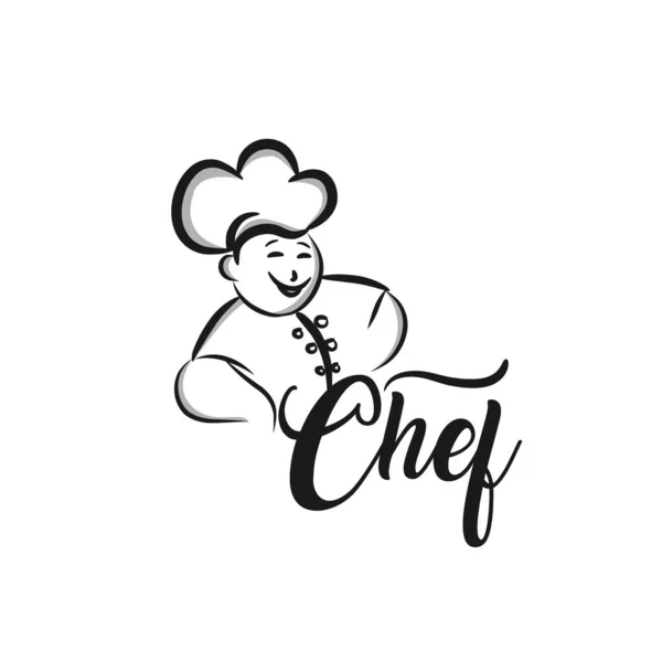 Chef logo. Lettering Hand lettering with a cap chef. Symbol icon — Stok Vektör