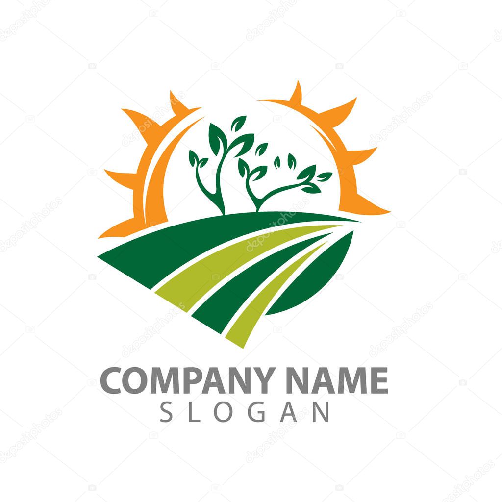Landscape logo for lawn or gardening business, organization or website