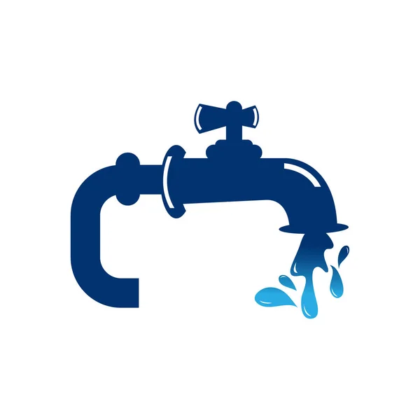 Vektor-Illustration von Wasserhähnen und einem fallenden Wassertropfen. flach — Stockvektor