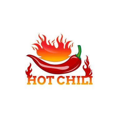 Hot Chilli logo yiyecek etiketi ya da çıkartması. Çiftçi markı kavramı