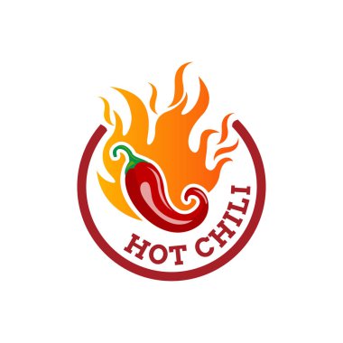 Hot Chilli logo yiyecek etiketi ya da çıkartması. Çiftçi markı kavramı