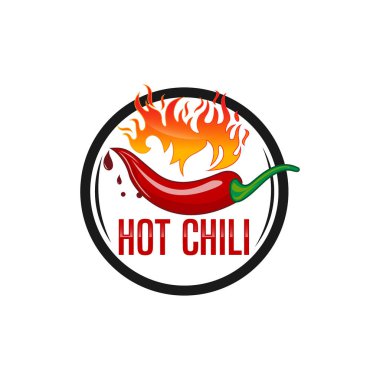 Hot Chilli logo yiyecek etiketi ya da çıkartması. Çiftçi markı kavramı