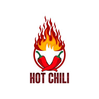 Hot Chilli logo yiyecek etiketi ya da çıkartması. Çiftçi markı kavramı