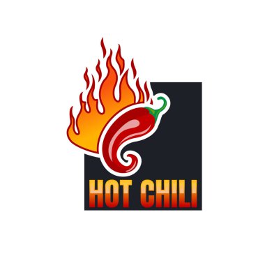 Hot Chilli logo yiyecek etiketi ya da çıkartması. Çiftçi markı kavramı
