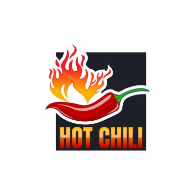 Hot Chilli logo yiyecek etiketi ya da çıkartması. Çiftçi markı kavramı