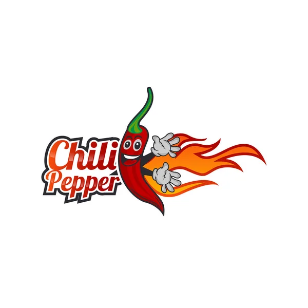 Chili Pepper Cartoon Mascote Logo Template Mexicano Modelo Logotipo Fast — Vetor de Stock