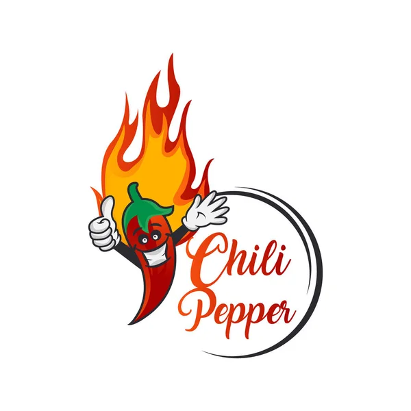 Chili Pieprz Kreskówka Maskotka Logo Szablon Meksykańskie Fast Food Logotyp — Wektor stockowy