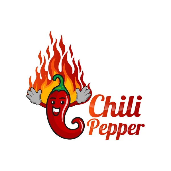 Chili Pepper Cartoon Mascote Logo Template Mexicano Modelo Logotipo Fast — Vetor de Stock