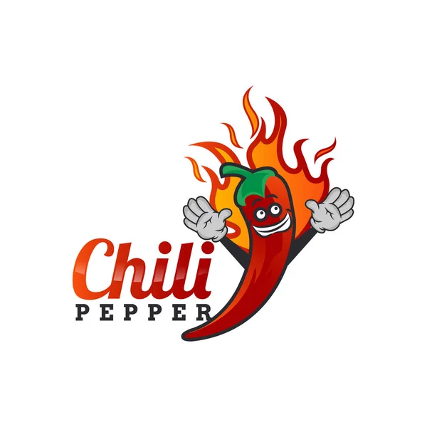 Chili Pieprz Kreskówka Maskotka Logo Szablon Meksykańskie Fast Food Logotyp — Wektor stockowy