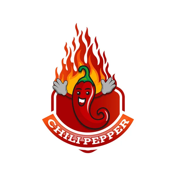 Chili Pieprz Kreskówka Maskotka Logo Szablon Meksykańskie Fast Food Logotyp — Wektor stockowy