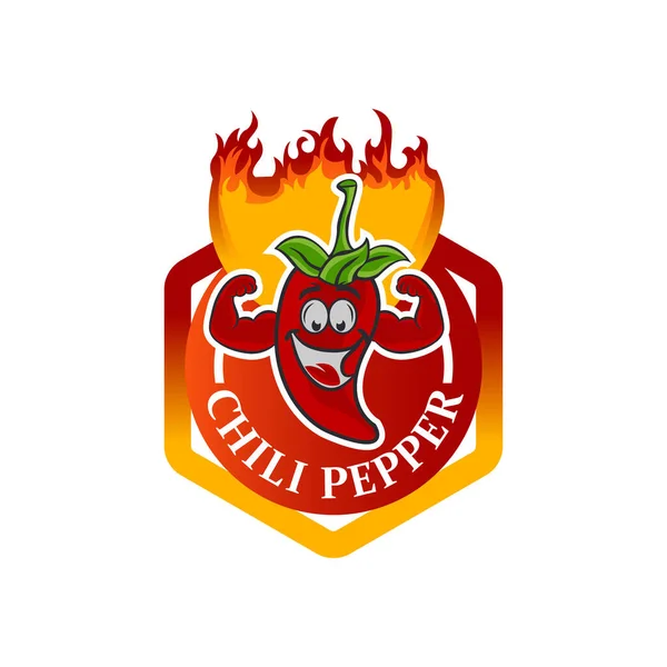 Chili Pieprz Kreskówka Maskotka Logo Szablon Meksykańskie Fast Food Logotyp — Wektor stockowy