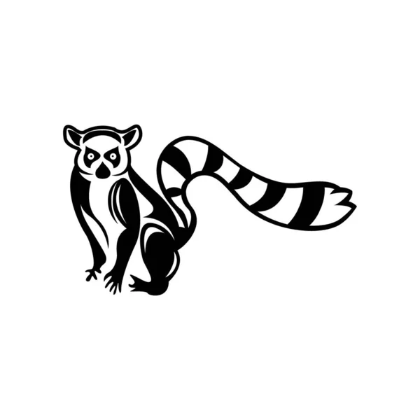 Sílhueta Vetorial Lemur Silhueta Lemur Preta Isolada Sobre Fundo Branco — Vetor de Stock