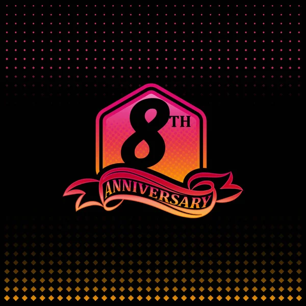 8Th Aniversário Celebração Logotipo Rosa Amarelo Colorido Oito Anos Logotipo — Vetor de Stock