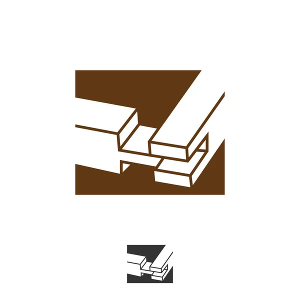 木製の関節ロゴ バットジョイント Butt Joint 木材加工の容易なジョイントである ロゴ基本タイプの関節 — ストックベクタ
