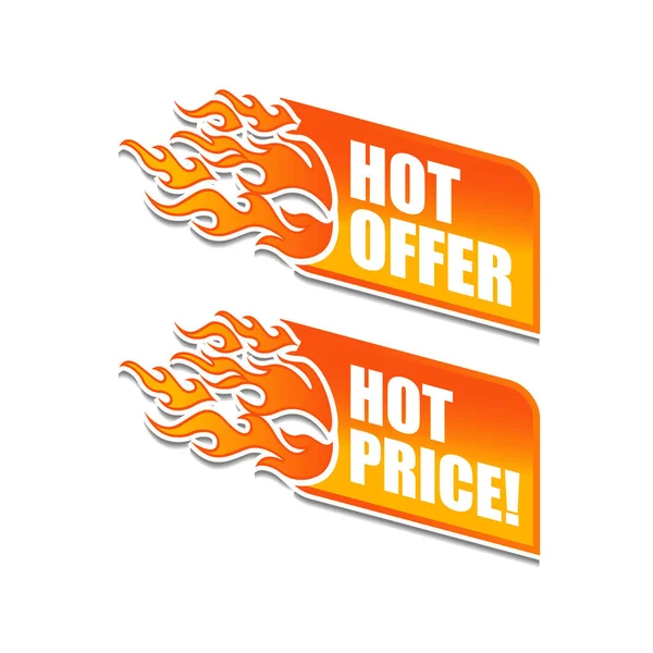 Etichette Hot Price Hot Offer Vettore — Vettoriale Stock