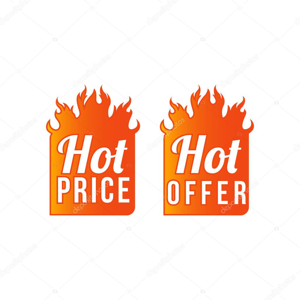 Hot Price and Hot Offer labels. Vector.