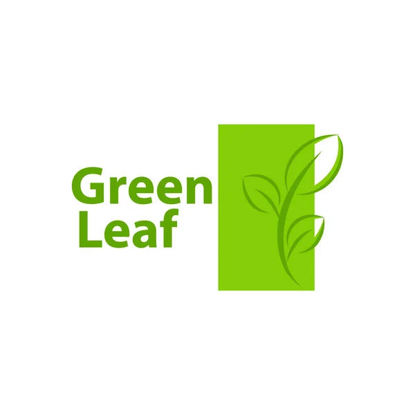 Green Leaf Eco Organic Logo Design Vector Template — Stock Vector