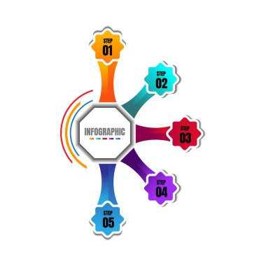 Tasarım İş şablonu 5 seçenekleri veya sunumlar için yer tarihi ile adımlar infografik grafik öğesi, Istatistik infografik için Yaratıcı pazarlama simgeleri kavramı, Vektör Eps10.