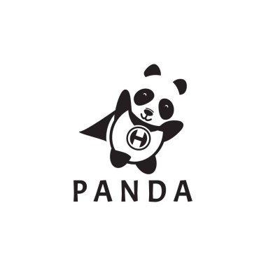 Şirin panda logosu tasarımı vektör çizimi.