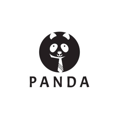 Şirin panda logosu tasarımı vektör çizimi.