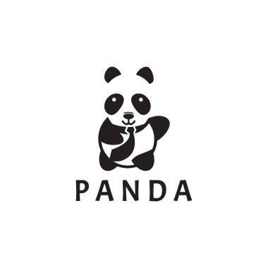 Şirin panda logosu tasarımı vektör çizimi.