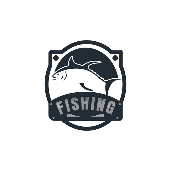 Logotipo Pesca Isolado Ilustração Vetor Branco — Vetor de Stock