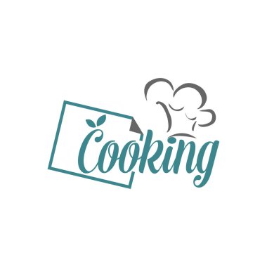 Logo pişiriyorum. Mönü restoranı için simge ya da sembol. Vektör illüstrasyonu