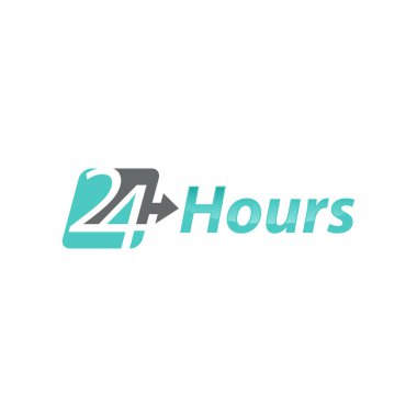 24 Saat Servis Simgesi Düz Grafik Tasarımı