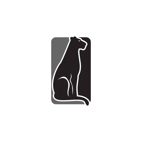 Silhuett Jaguar Leopard Puma Lion Panther Cheetah Tiger Logo Design — Stock vektor