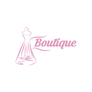 slogan / etiket satırınız için metin alanı olan butik logosu, vektör illüstrasyonu.