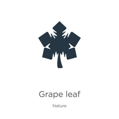 Üzüm yaprağı ikon vektörü. Beyaz arka planda izole edilmiş doğa koleksiyonundan moda yassı üzüm yaprağı ikonu. Vektör illüstrasyonu web ve mobil grafik tasarımı, logo, eps10 için kullanılabilir
