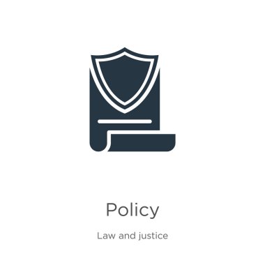 Politika simgesi vektörü. Beyaz arka planda, hukuk ve adalet koleksiyonunun moda düz politika ikonu. Vektör illüstrasyonu web ve mobil grafik tasarımı, logo, eps10 için kullanılabilir