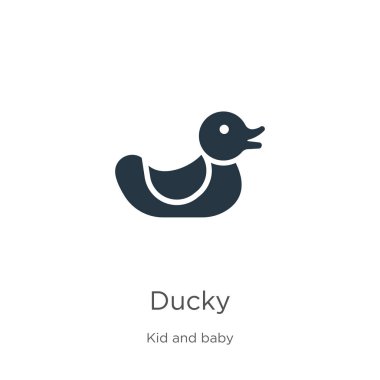 Ördek simgesi vektörü. Beyaz arka planda izole edilmiş çocuk ve bebek koleksiyonundan moda düz ördek ikonu. Vektör illüstrasyonu web ve mobil grafik tasarımı, logo, eps10 için kullanılabilir
