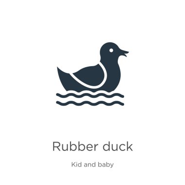 Kauçuk ördek ikon vektörü. Beyaz arka planda izole edilmiş çocuk ve bebek koleksiyonundan moda düz ördek ikonu. Vektör illüstrasyonu web ve mobil grafik tasarımı, logo, eps10 için kullanılabilir