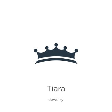 Taçlı simge vektörü. Beyaz arka planda izole edilmiş mücevher koleksiyonundan moda düz taç ikonu. Vektör illüstrasyonu web ve mobil grafik tasarımı, logo, eps10 için kullanılabilir