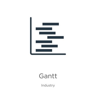 Gantt ikon vektörü. Beyaz arka planda endüstriyel koleksiyondaki modaya uygun düz gantt simgesi var. Vektör illüstrasyonu web ve mobil grafik tasarımı, logo, eps10 için kullanılabilir