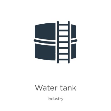 Su tankı ikonu vektörü. Beyaz arka planda izole edilmiş endüstriyel kolleksiyondan moda düz su tankı ikonu. Vektör illüstrasyonu web ve mobil grafik tasarımı, logo, eps10 için kullanılabilir