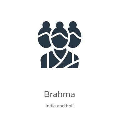 Brahma ikon vektörü. Hindistan koleksiyonundan modaya uygun düz brahma simgesi beyaz arka planda izole edildi. Vektör illüstrasyonu web ve mobil grafik tasarımı, logo, eps10 için kullanılabilir