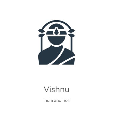 Vishnu simge vektörü. Hindistan koleksiyonundan modaya uygun düz vishnu simgesi beyaz arka planda izole edildi. Vektör illüstrasyonu web ve mobil grafik tasarımı, logo, eps10 için kullanılabilir