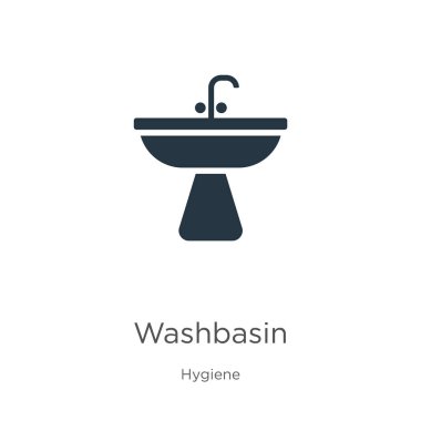 Lavabo simgesi vektörü. Hijyen koleksiyonundan moda düz leğen ikonu beyaz arka planda izole edilmiş. Vektör illüstrasyonu web ve mobil grafik tasarımı, logo, eps10 için kullanılabilir