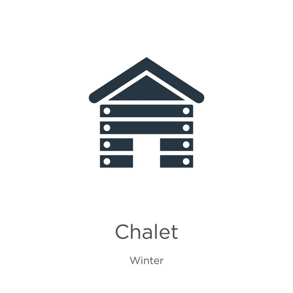 Chalet ikon vektörü. Beyaz arka planda izole edilmiş kış koleksiyonundan moda düz dağ evi ikonu. Vektör illüstrasyonu web ve mobil grafik tasarımı, logo, eps10 için kullanılabilir