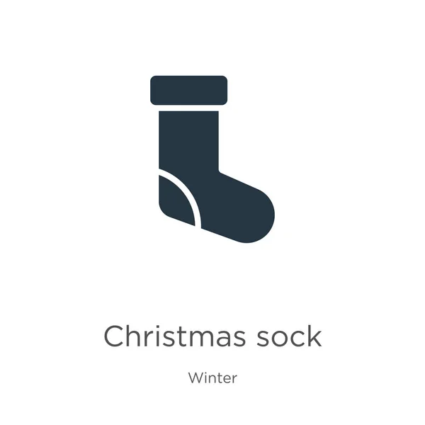 Рождественский вектор икон носков. Модные плоские рождественские носки икона из зимней коллекции изолированы на белом фоне. Векторная иллюстрация может быть использована для веб и мобильного графического дизайна, логотипа, eps10 — стоковый вектор