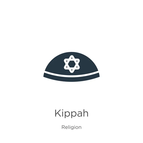 Kippah ikon vektörü. Din koleksiyonundan modaya uygun düz kippah simgesi beyaz arka planda izole edildi. Vektör illüstrasyonu web ve mobil grafik tasarımı, logo, eps10 için kullanılabilir