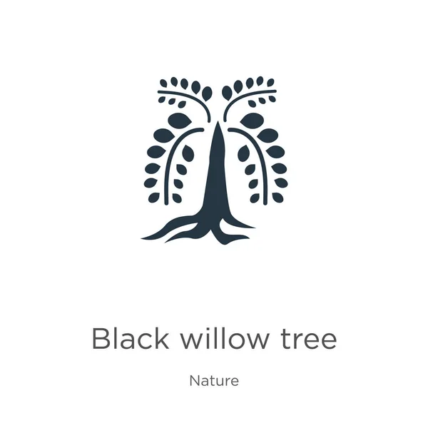 Siyah söğüt ağacı ikon vektörü. Beyaz arka planda izole edilmiş siyah söğüt ağacı ikonu. Vektör illüstrasyonu web ve mobil grafik tasarımı, logo, eps10 için kullanılabilir — Stok Vektör
